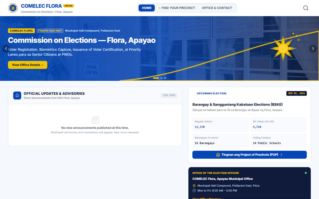 Comelec Flora Election Portal - Interface preview